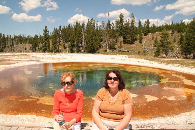 Trip (103).JPG - Sharon and a bus mate at the Beauty Pool at Yellowstone National Park geyser basin
